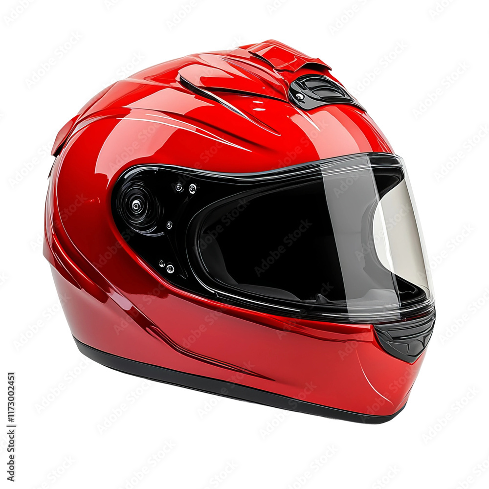 Vibrant Red Motorcycle Helmet: A sleek, glossy red motorcycle helmet, a symbol of protection, safety, and adventure, is showcased in perfect detail, its streamlined design catching the light. Vibrant Red Motorcycle Helmet: A sleek, glossy red motorcycle helmet, a symbol of protection, safety, and adventure, is showcased in perfect detail, its streamlined design catching the light.
