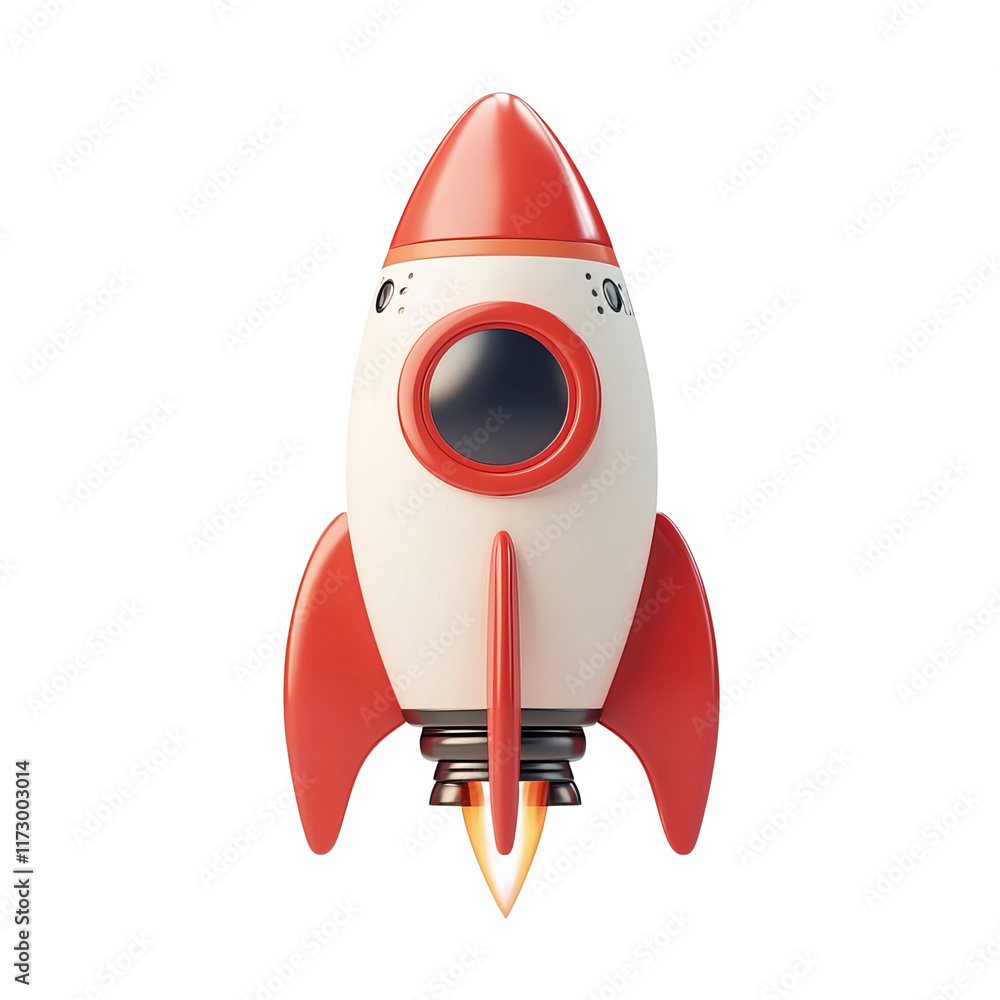 red rocket icon rocket precise perspective on a white background