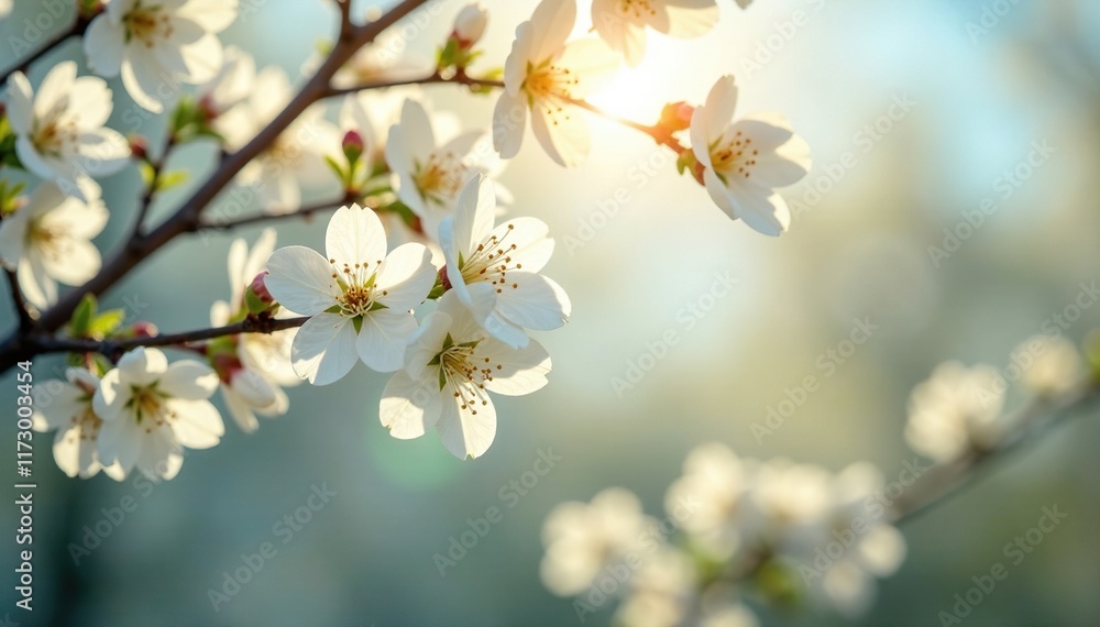 White blooms sway gently in the breeze as sunlight filters through the trees, white flowers, blossom, swaying White blooms sway gently in the breeze as sunlight filters through the trees, white flowers, blossom, swaying