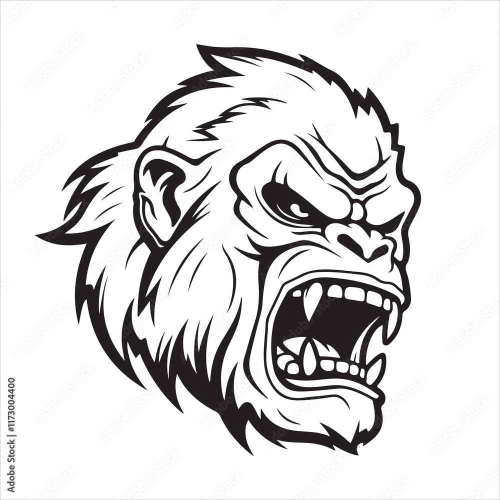 A gorilla head vector artwork illustration A gorilla head vector artwork illustration