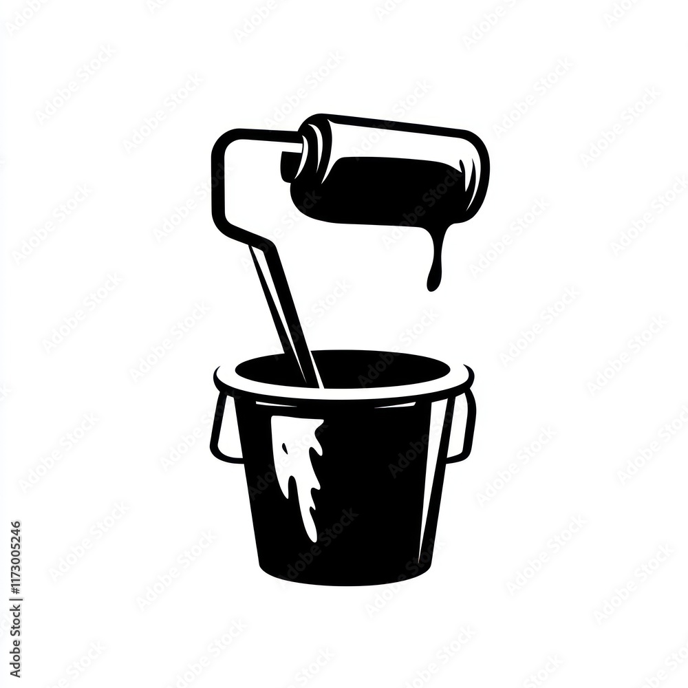 Paint Roller and Bucket of Paint Ready to Use Paint Roller and Bucket of Paint Ready to Use