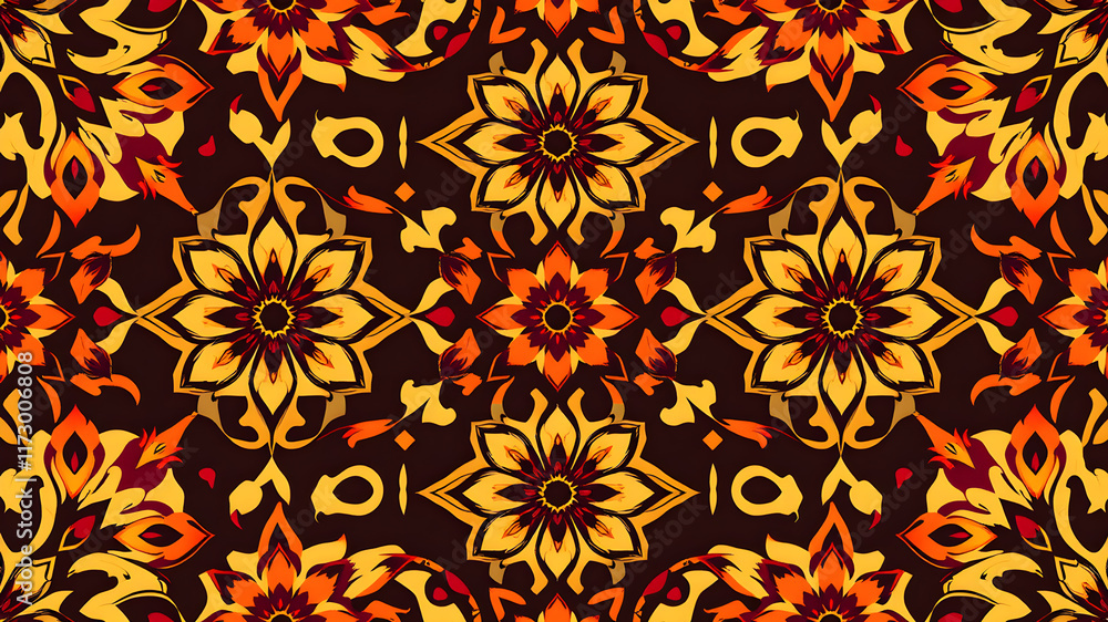 Seamless ethnic mughal floral motif on digital background pattern Abstract pattern. abstract floral and geometric print pattern for textile design and fabrics. Generative AI Seamless ethnic mughal floral motif on digital background pattern Abstract pattern. abstract floral and geometric print pattern for textile design and fabrics. Generative AI