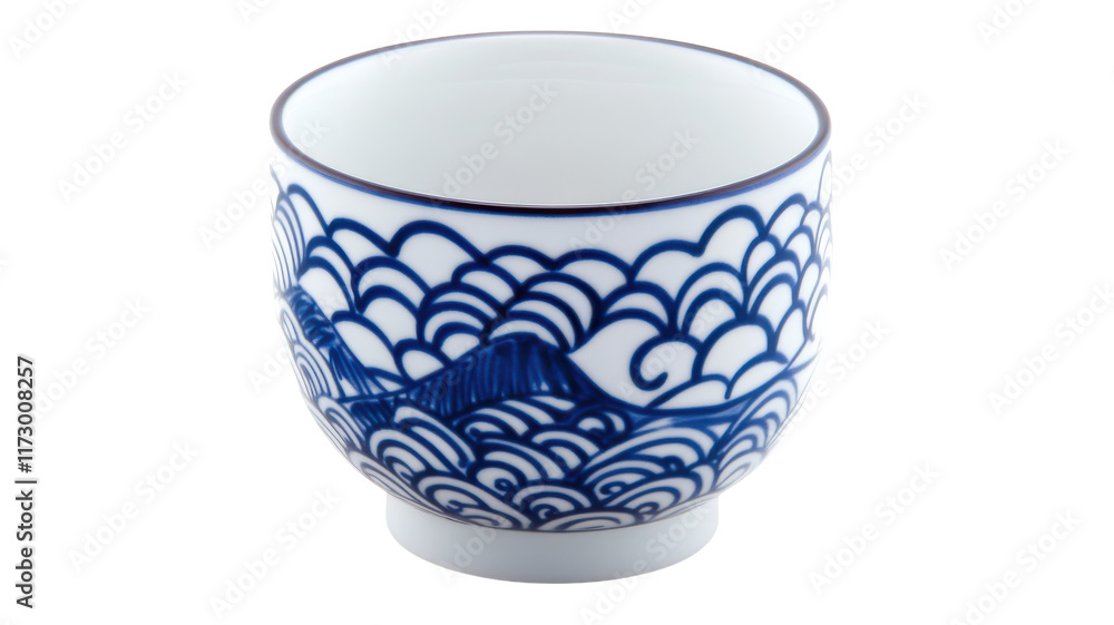 A traditional ceramic sake cup with a blue pattern, perfect for serving drinks at Japanese-themed parties, restaurants, or cultural events, showcasing exquisite craftsmanship and design.. A traditional ceramic sake cup with a blue pattern, perfect for serving drinks at Japanese-themed parties, restaurants, or cultural events, showcasing exquisite craftsmanship and design..