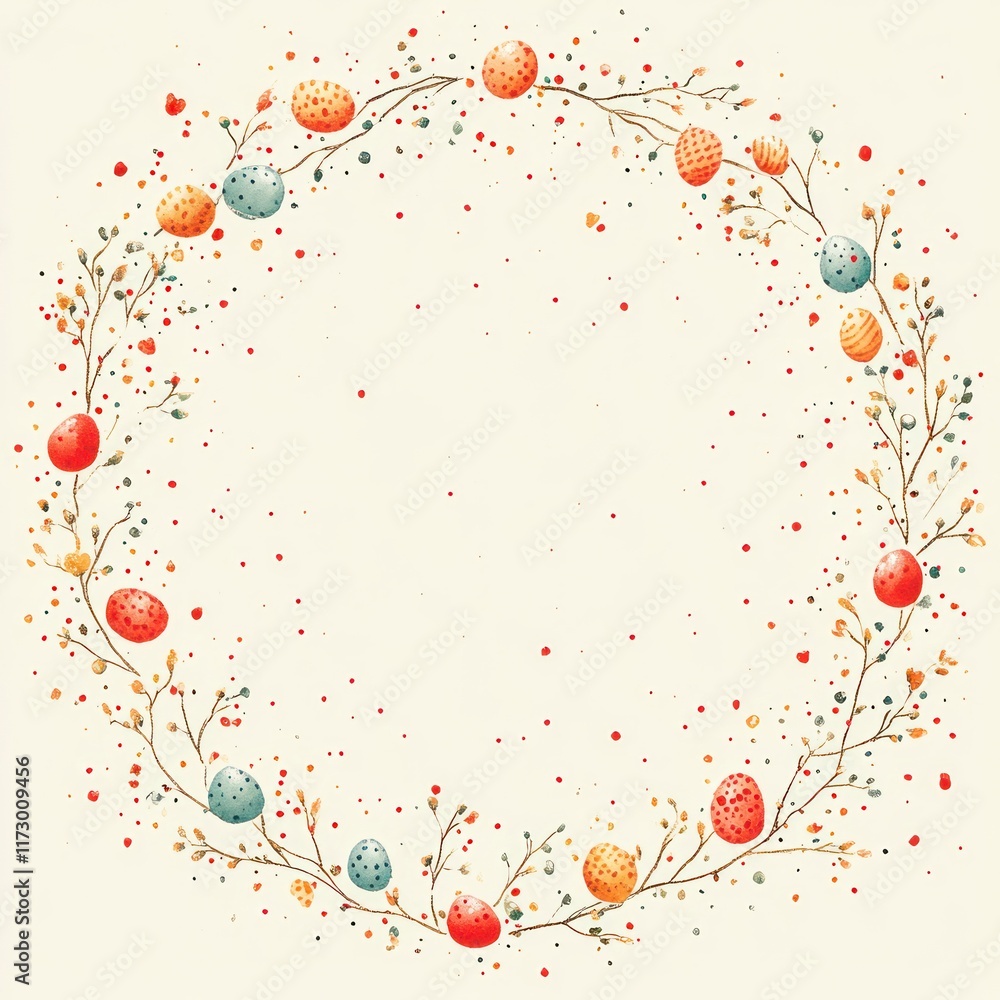 Elegant Easter Themed Frame with Colorful Eggs and Delicate Floral Elements for Festive Celebrations and Creative Projects Elegant Easter Themed Frame with Colorful Eggs and Delicate Floral Elements for Festive Celebrations and Creative Projects