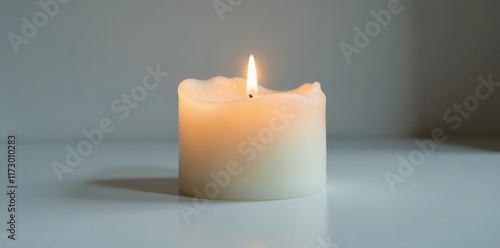 Wallpaper Mural Unlit white wax candle on a plain surface with soft lighting, light, candle, wax Torontodigital.ca