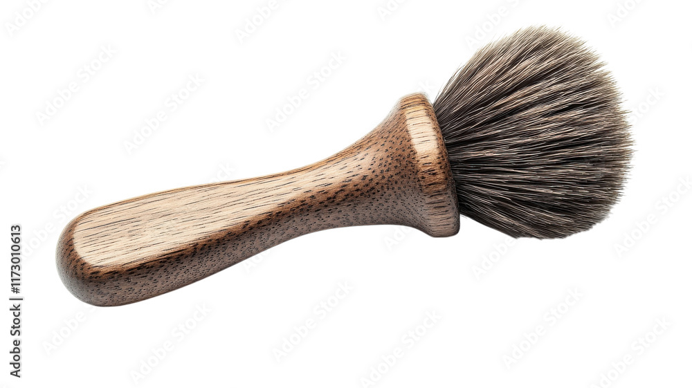 A Traditional Shaving Brush with a Wooden Handle Ideal for Classic Wet Shaving and Grooming Enthusiasts.