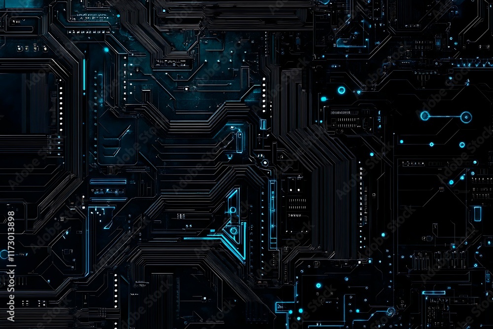Abstract close-up of a glowing blue digital circuit board, showcasing intricate connections and technological design on a black background.
Abstract close-up of a glowing blue digital circuit board, showcasing intricate connections and technological design on a black background.