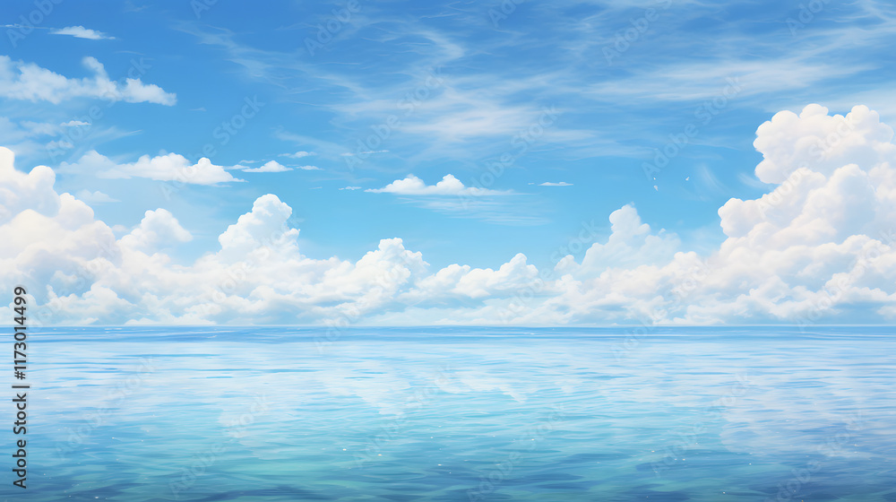 Obraz premium digital vintage style blue sky and ocean graphics poster background