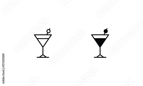 Cocktail  icons set vector stock illustration