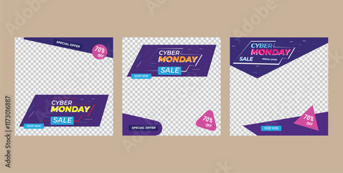  cyber Monday Sale discount offer square flyer or poster design Layout Template 