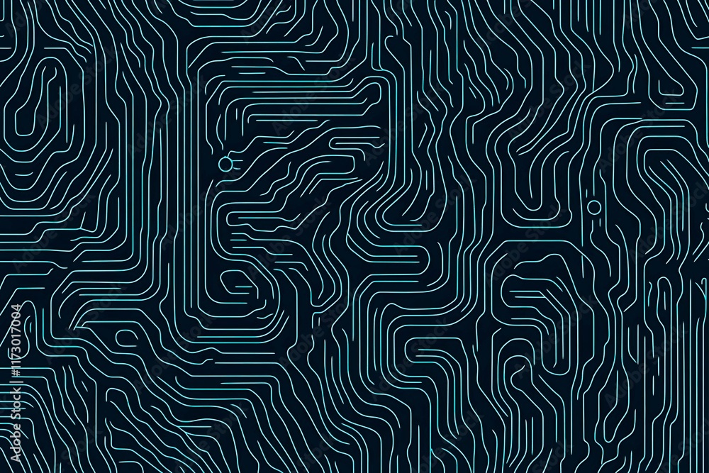 Obraz premium Abstract close-up of a glowing blue digital circuit board, showcasing intricate connections and technological design on a black background.