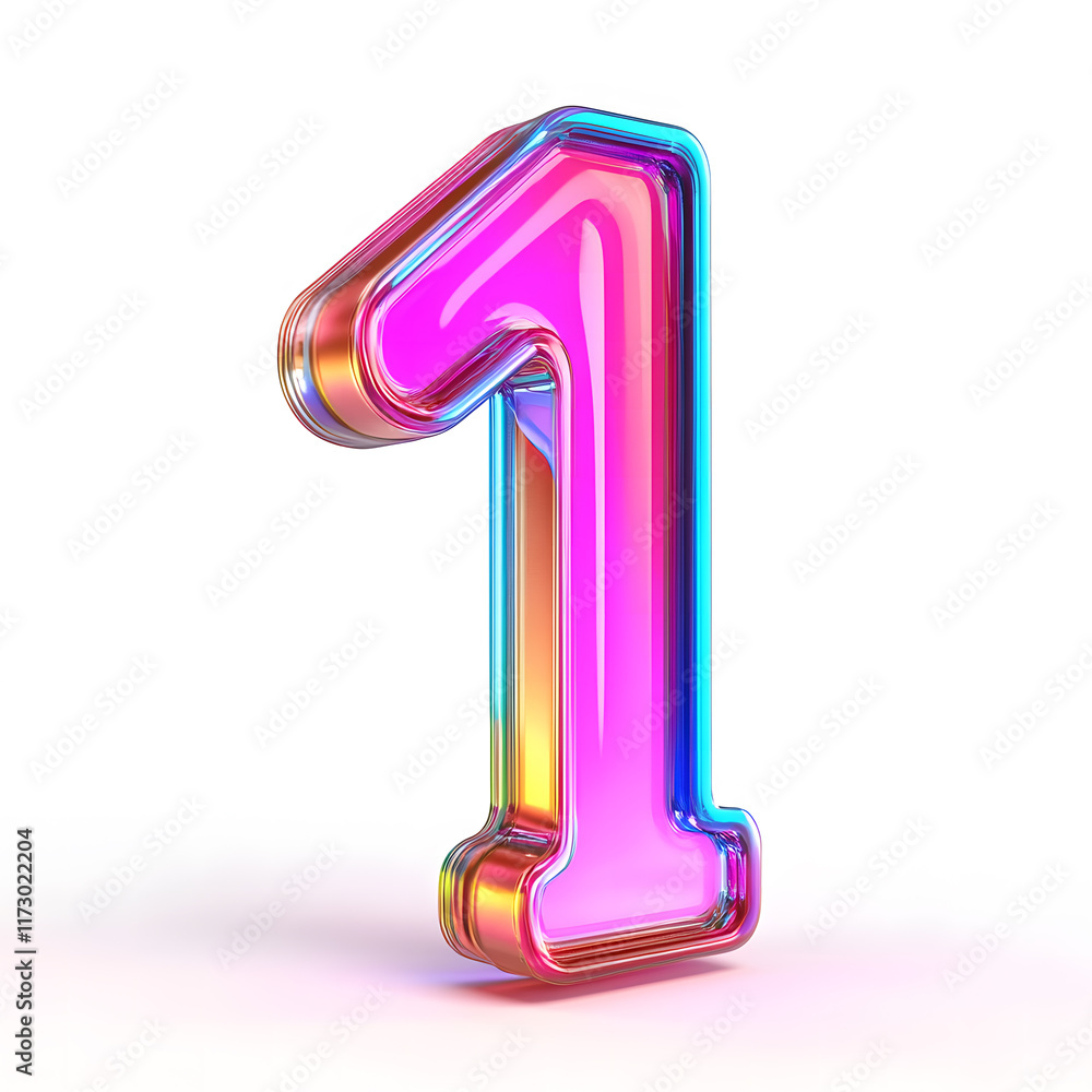 Neon Gradient Number One with Vibrant Colors on Minimal Background Neon Gradient Number One with Vibrant Colors on Minimal Background