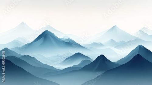 Wallpaper Mural Misty blue mountain range landscape. (1) Torontodigital.ca