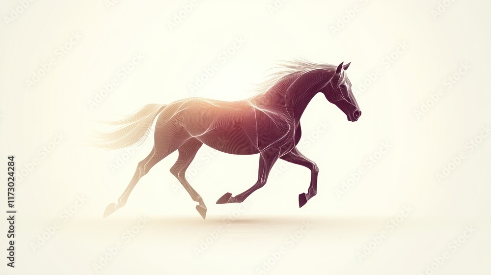 Fototapeta premium Abstract polygonal running horse illustration.