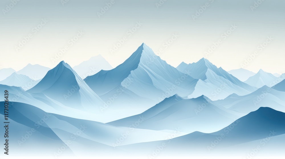 Misty blue mountain range landscape. Misty blue mountain range landscape.