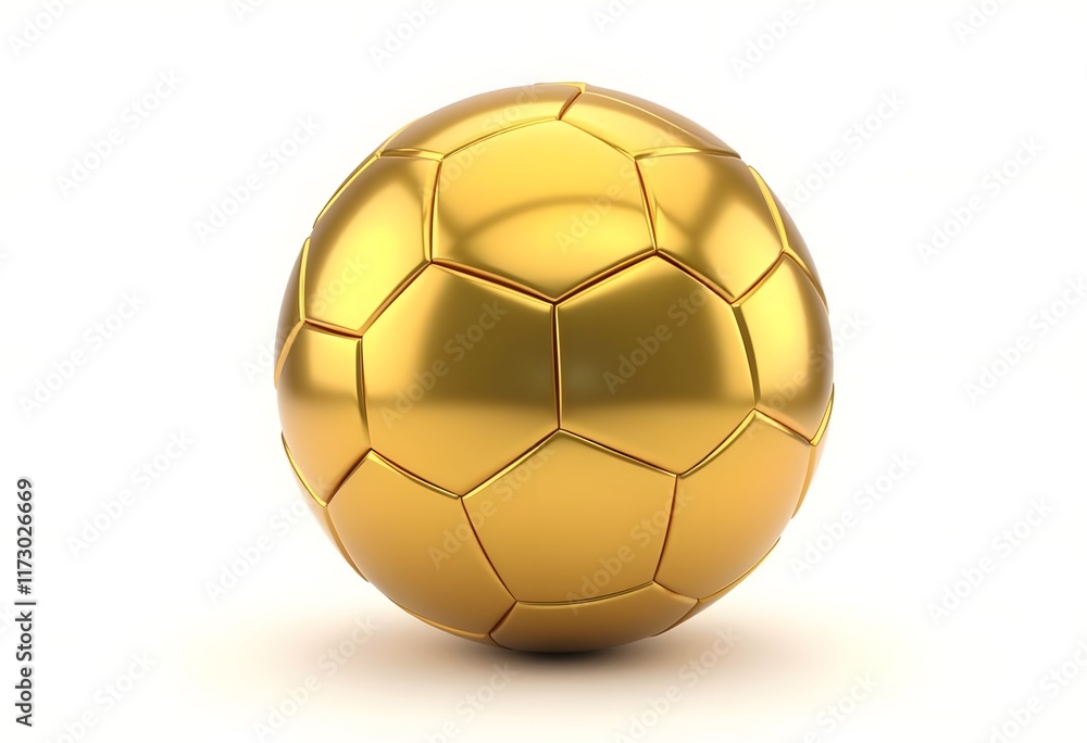 Gold soccer ball isolated on white background