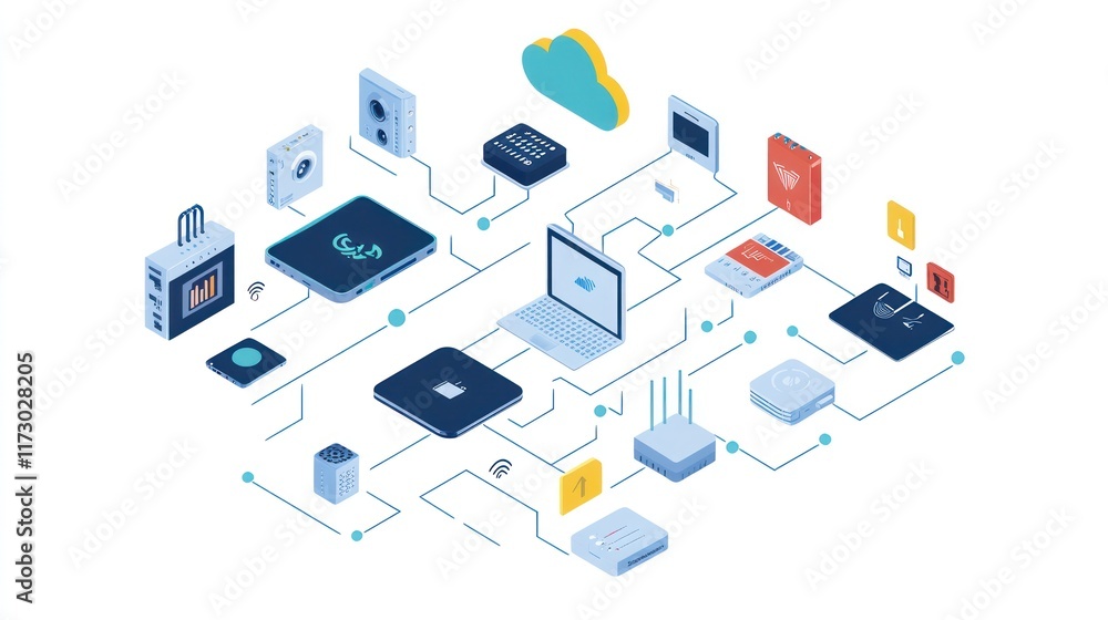 Connected devices network with cloud computing, internet of things. Connected devices network with cloud computing, internet of things.