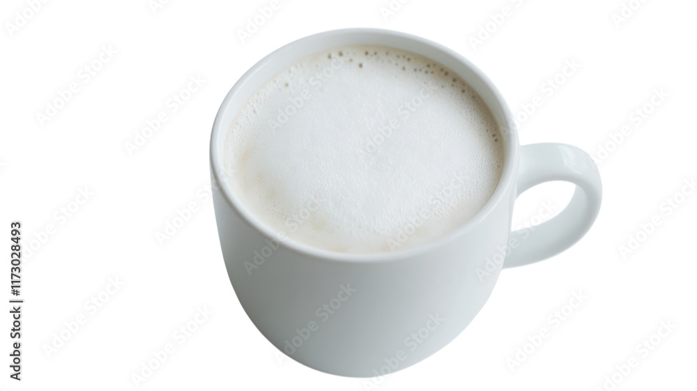 A Beautiful White Porcelain Coffee Mug with Frothy Cappuccino for Elegant Morning Moments and Coffee Shop Branding. A Beautiful White Porcelain Coffee Mug with Frothy Cappuccino for Elegant Morning Moments and Coffee Shop Branding.