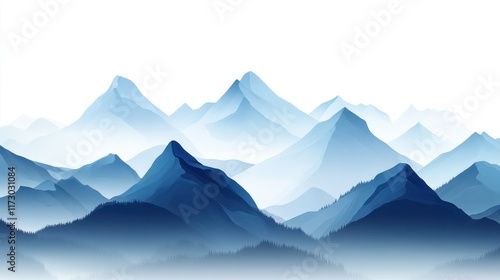 Wallpaper Mural Serene blue mountain range landscape in mist. Torontodigital.ca