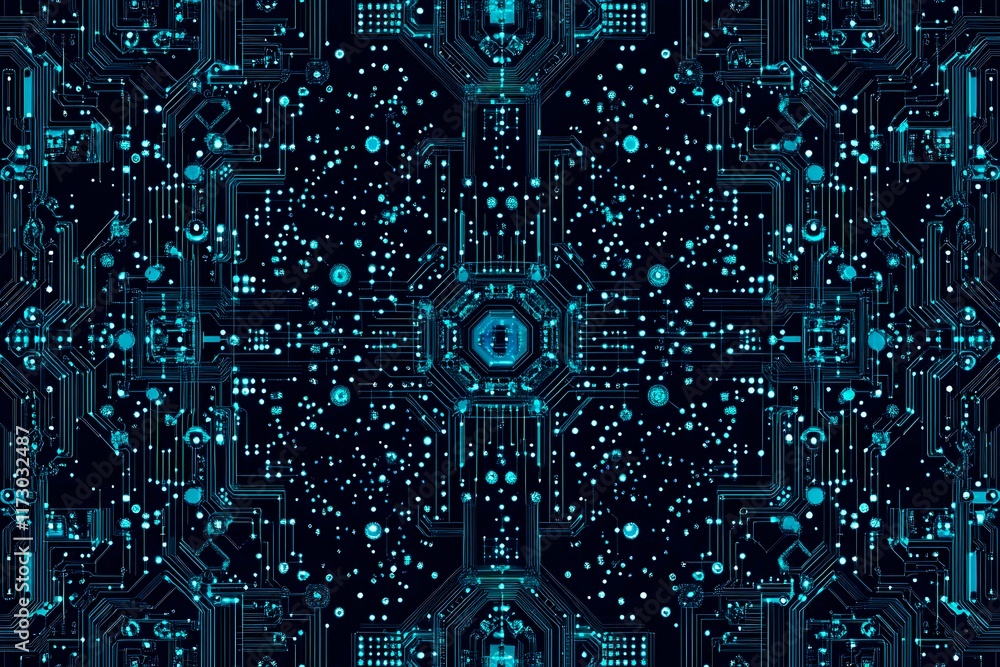 Abstract close-up of a glowing blue digital circuit board, showcasing intricate connections and technological design on a black background.
Abstract close-up of a glowing blue digital circuit board, showcasing intricate connections and technological design on a black background.
