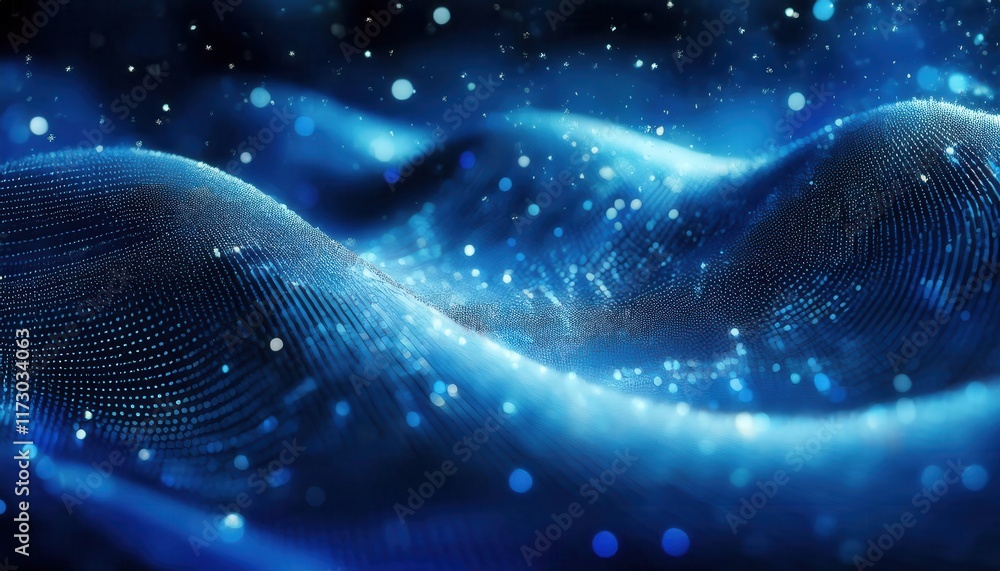 Dynamic Digital Waves. Abstract Blue Mesh with Glowing Dots and Bokeh Lights Depicting Futuristic Data Networks or Energy Flow Dynamic Digital Waves. Abstract Blue Mesh with Glowing Dots and Bokeh Lights Depicting Futuristic Data Networks or Energy Flow