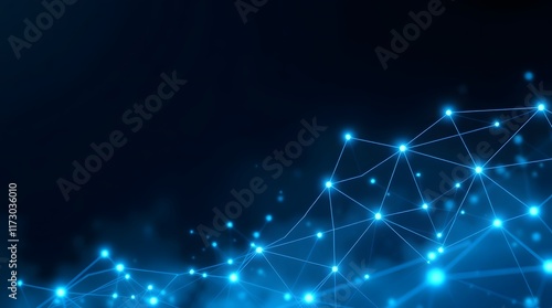 Technology Network Background: Interconnected Glowing Nodes for Data and Communication