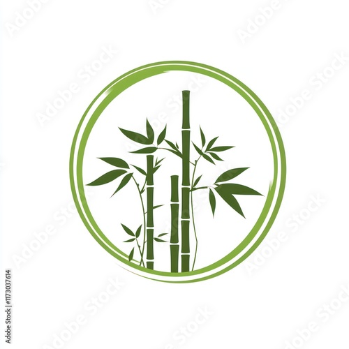 Wallpaper Mural Green Bamboo Stalks and Leaves in a Circle Torontodigital.ca