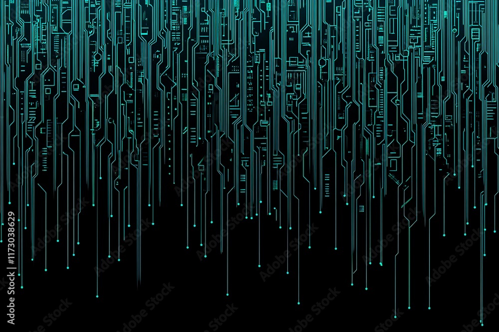 Abstract close-up of a glowing blue digital circuit board, showcasing intricate connections and technological design on a black background.
Abstract close-up of a glowing blue digital circuit board, showcasing intricate connections and technological design on a black background.