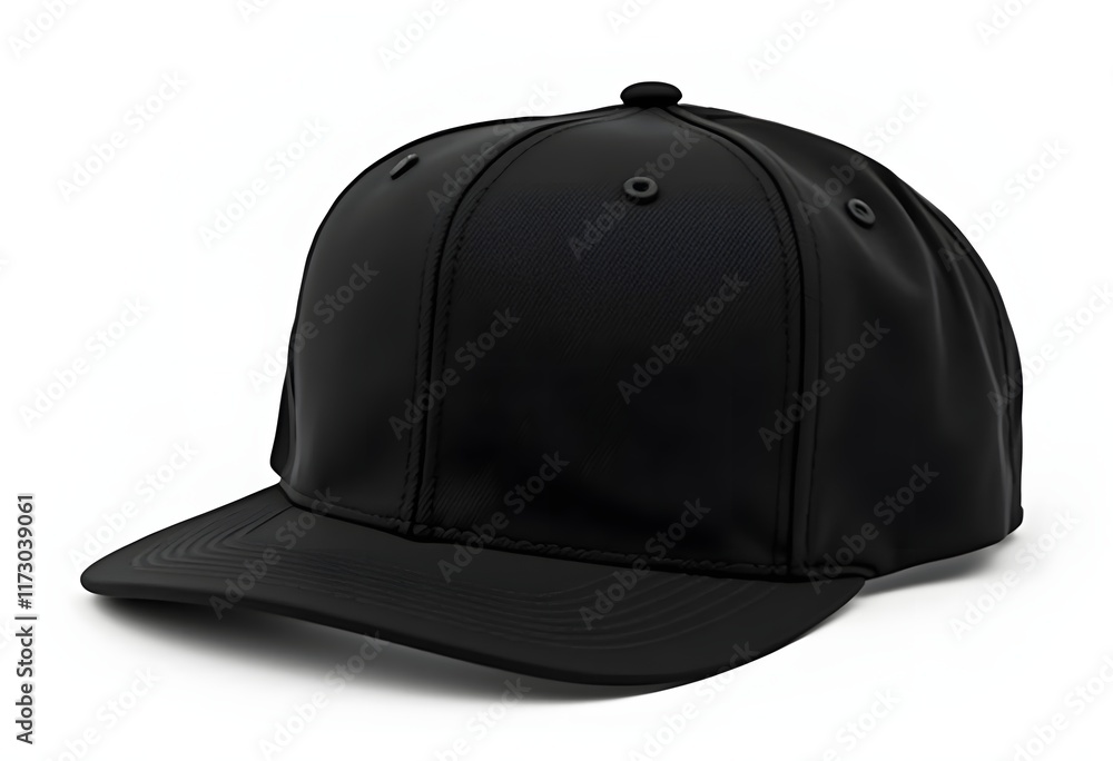 Black snapback hat mockup image on white background
Black snapback hat mockup image on white background