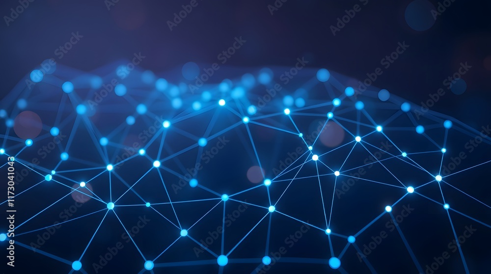 Obraz premium Technology Network Background: Interconnected Glowing Nodes for Data and Communication