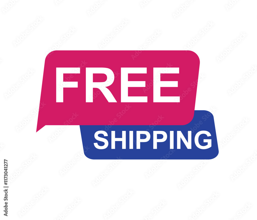 Obraz premium Vector illustration free shipping label. Modern dynamic sales banner