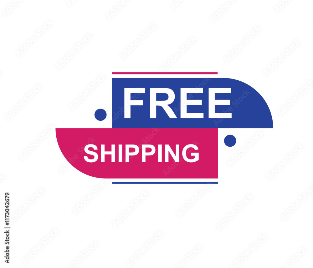 Obraz premium Vector illustration free shipping label. Modern dynamic sales banner