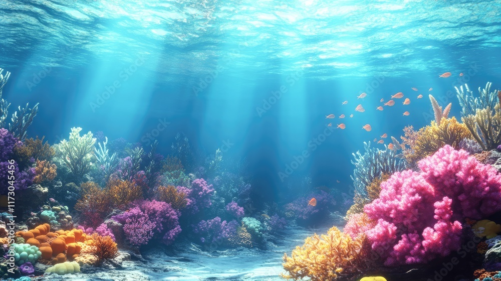 Fototapeta premium Illustration of a underwater coral reef scene - 3D rendered
