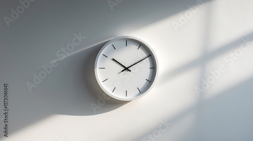 Wallpaper Mural Minimalist White Wall Clock in Sunlight Torontodigital.ca