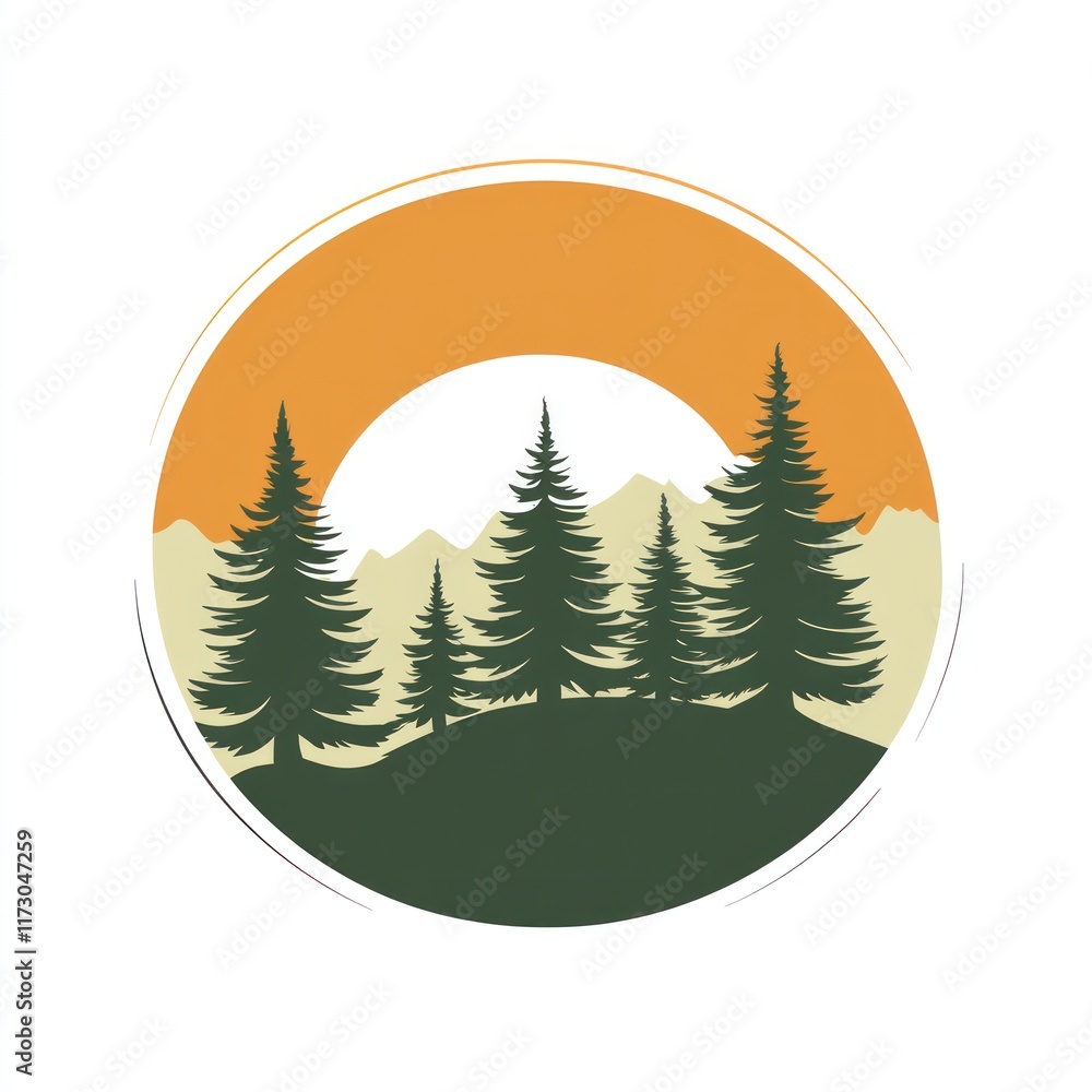 Obraz premium Majestic Mountain Sunset With Evergreen Trees