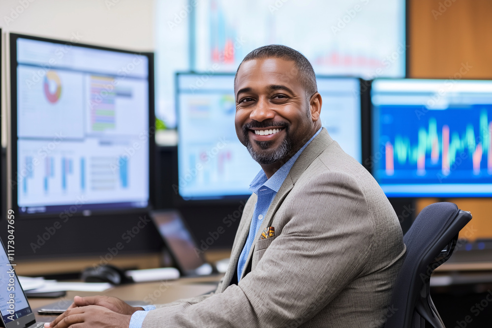 Professional Man at Work with Data Professional Man at Work with Data