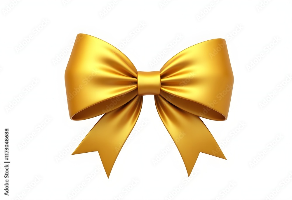 Golden bow of silk ribbon, isolated on white background.
Golden bow of silk ribbon, isolated on white background.