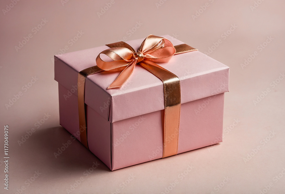 Obraz premium pink gift box placed on a minimal background with blank space