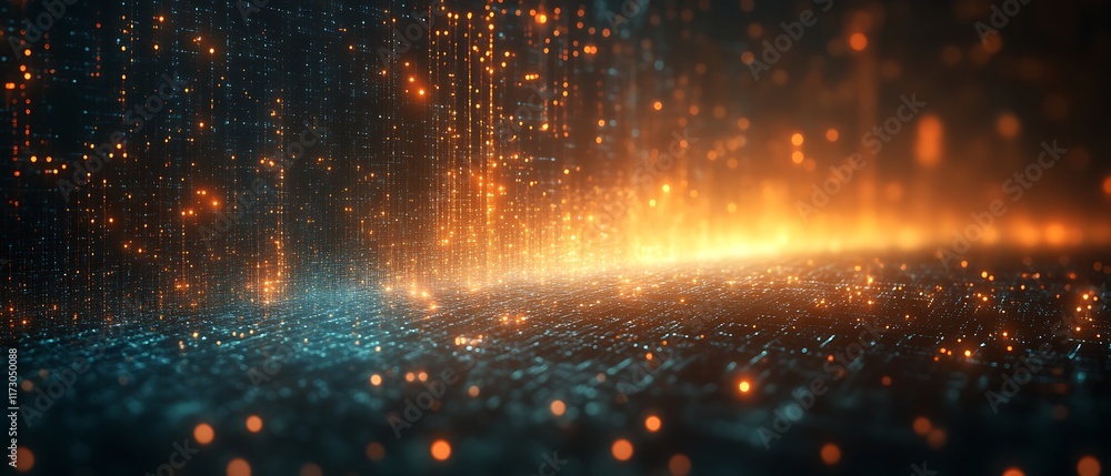 Fototapeta premium Abstract glowing particle background.