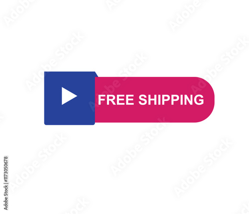 Vector illustration free shipping label. Modern dynamic sales banner