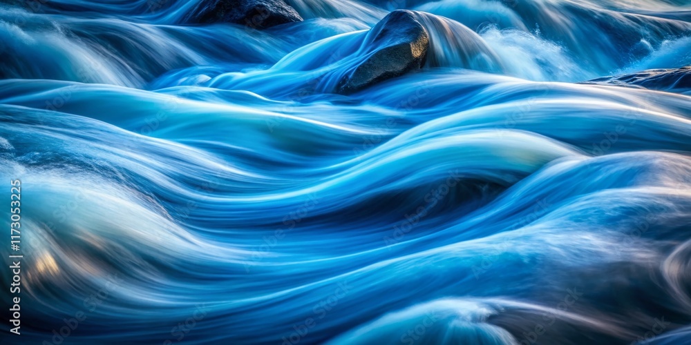 Obraz premium Abstract Blue Flowing Design: Serene Fluid Art Background