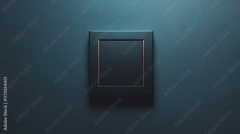 Dark teal wall with a dark square recessed panel. Dark teal wall with a dark square recessed panel.