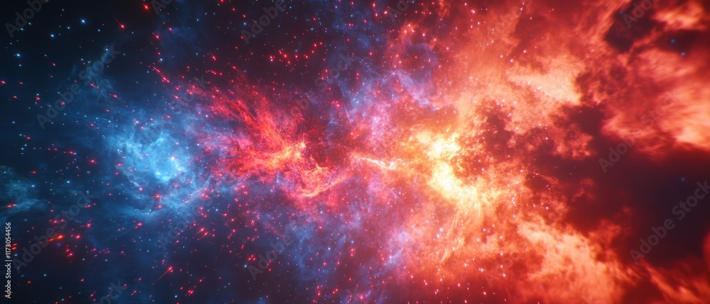 Fototapeta premium A vibrant cosmic scene showcasing colorful nebulae and stars.