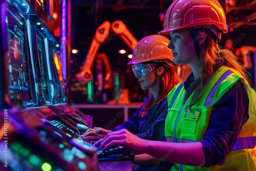 Obraz premium Women in High-Tech Environment