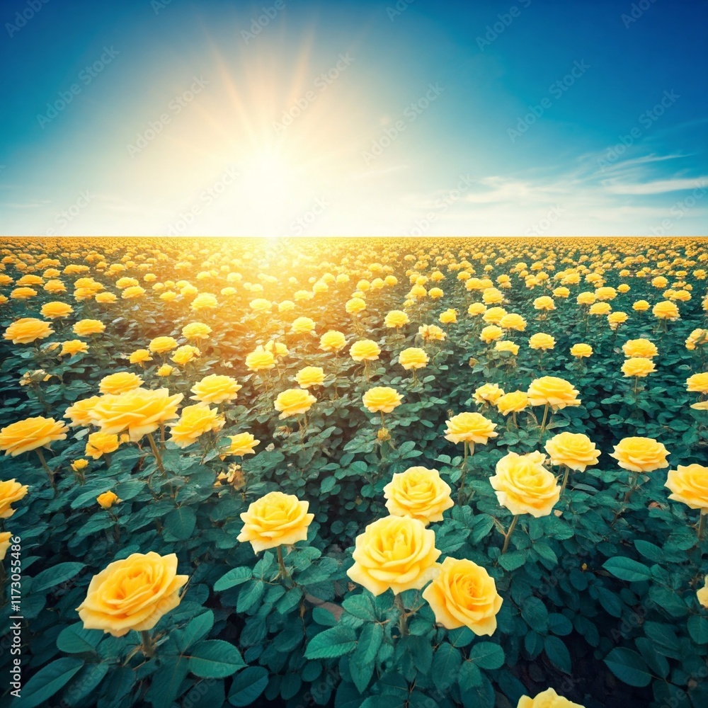 Obraz premium field of yellow roses