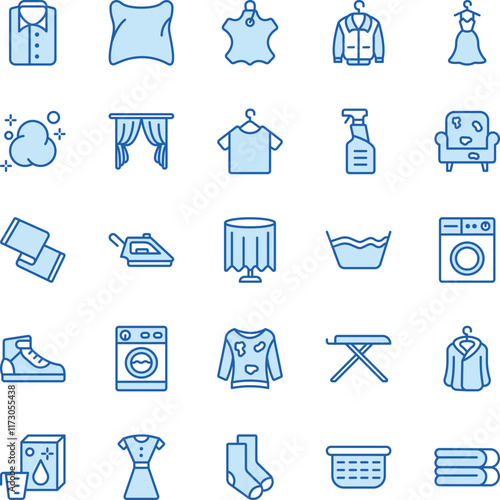 Dry cleaning duotone vector icons pack