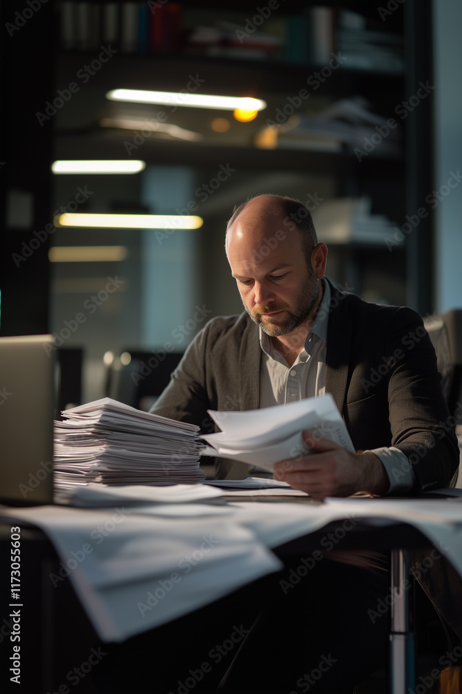 Fototapeta premium Focused Professional Analyzing Documents
