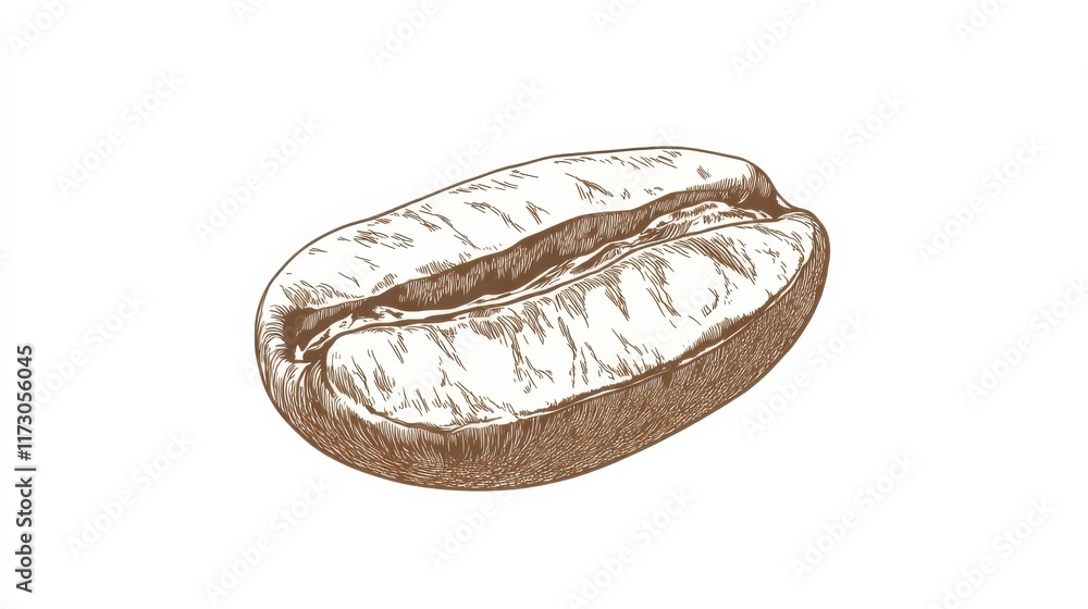 A sleek, detailed line drawing of a coffee bean with subtle shading, isolated on a transparent PNG, ideal for use in branding or coffee shop themes. A sleek, detailed line drawing of a coffee bean with subtle shading, isolated on a transparent PNG, ideal for use in branding or coffee shop themes.