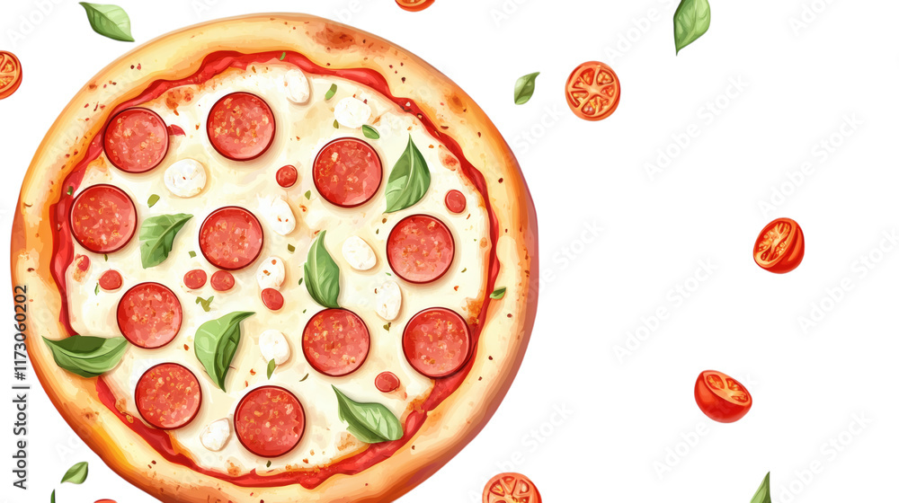 pizza with pepperoni and mozzarella isolated on white transparent background pizza with pepperoni and mozzarella isolated on white transparent background