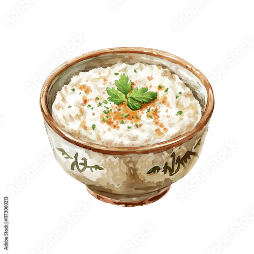 tibetan rice pudding vector illustration in watercolor style